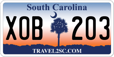 SC license plate XOB203