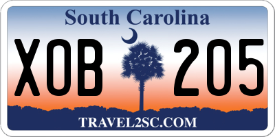 SC license plate XOB205