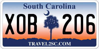 SC license plate XOB206