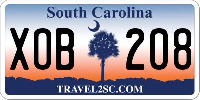 SC license plate XOB208