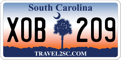 SC license plate XOB209