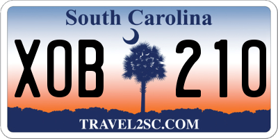 SC license plate XOB210
