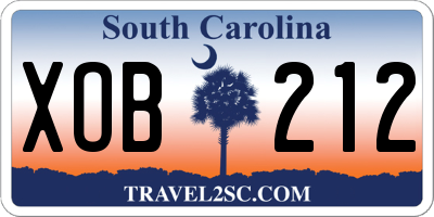SC license plate XOB212
