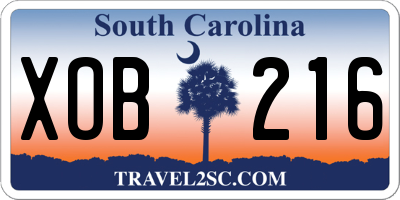 SC license plate XOB216