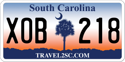 SC license plate XOB218