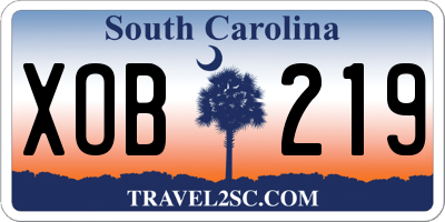 SC license plate XOB219
