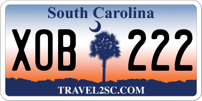 SC license plate XOB222