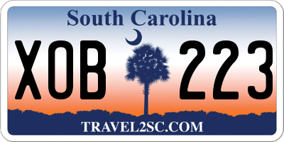 SC license plate XOB223