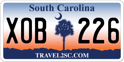 SC license plate XOB226