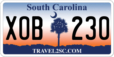 SC license plate XOB230