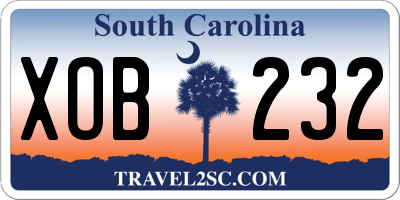 SC license plate XOB232
