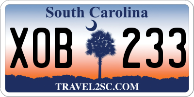 SC license plate XOB233