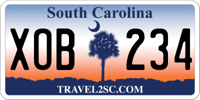 SC license plate XOB234