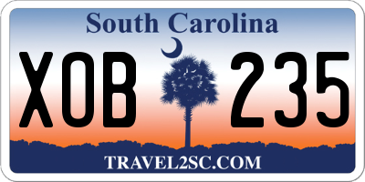 SC license plate XOB235
