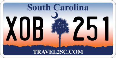 SC license plate XOB251