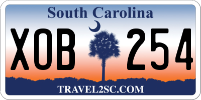 SC license plate XOB254