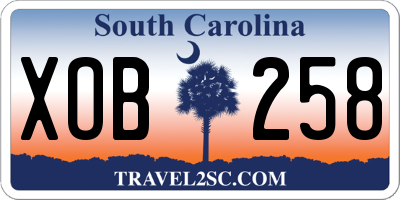SC license plate XOB258