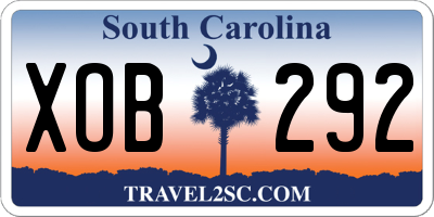 SC license plate XOB292