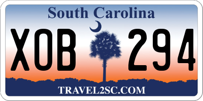 SC license plate XOB294
