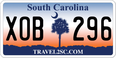 SC license plate XOB296