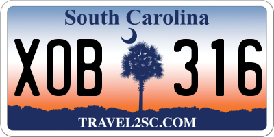 SC license plate XOB316
