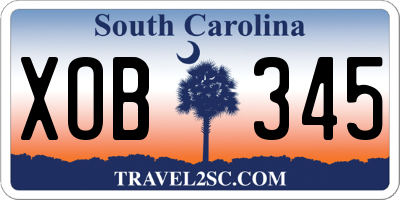 SC license plate XOB345