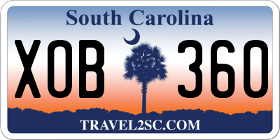 SC license plate XOB360