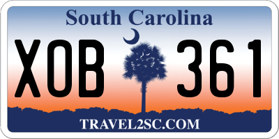 SC license plate XOB361