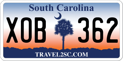 SC license plate XOB362