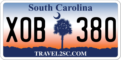 SC license plate XOB380
