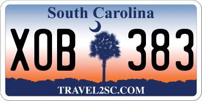 SC license plate XOB383