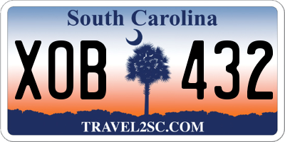 SC license plate XOB432