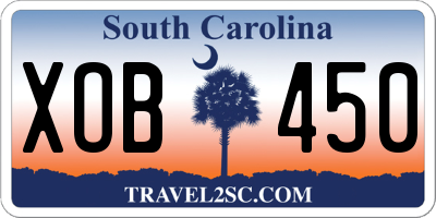 SC license plate XOB450