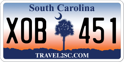 SC license plate XOB451