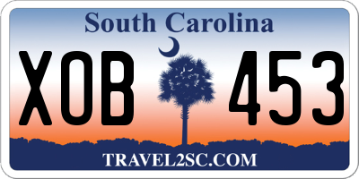 SC license plate XOB453