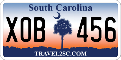 SC license plate XOB456