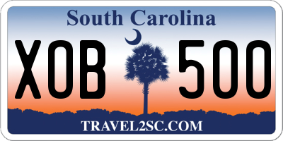 SC license plate XOB500