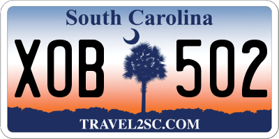 SC license plate XOB502