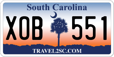 SC license plate XOB551