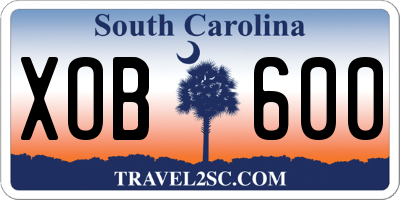 SC license plate XOB600