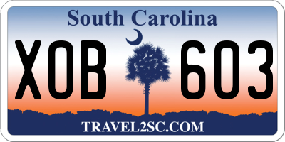 SC license plate XOB603
