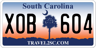 SC license plate XOB604