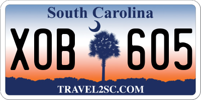 SC license plate XOB605