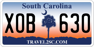 SC license plate XOB630