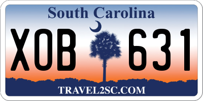 SC license plate XOB631