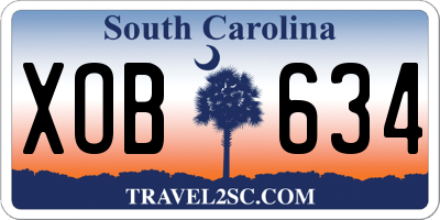 SC license plate XOB634