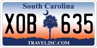 SC license plate XOB635