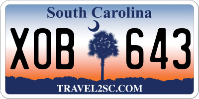 SC license plate XOB643