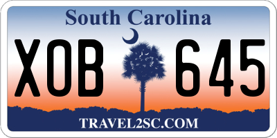 SC license plate XOB645