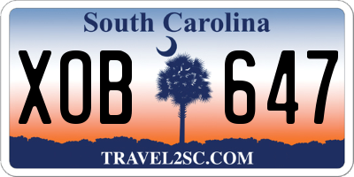 SC license plate XOB647